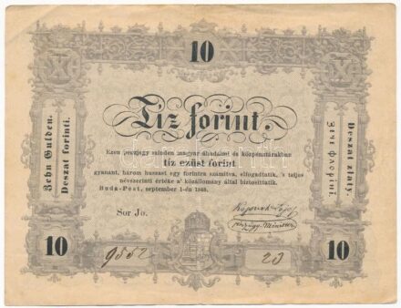 1848. 10Ft 'Kossuth bankó' 'Jo. 9552 23' T:III Adamo G111