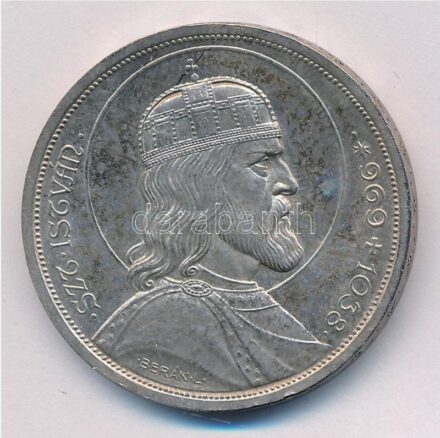1938. 5P Ag 'Szent István' T:1- patina, ph. Adamo P8.1