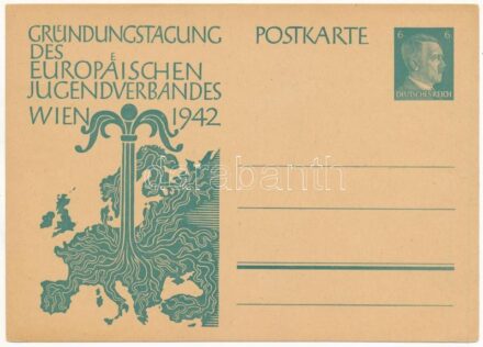 Gründungstagung des Europäischen Jugendverbandes Wien 1942 / NSDAP German Nazi Party propaganda, founding day of the European Youth Association in Vienna. 6 Ga. Adolf Hitler (EK)