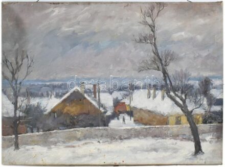 Jelzés nélkül: Havazás. Olaj, vászon, 42x58cm