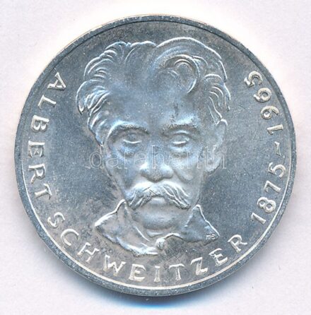 Német Szövetségi Köztársaság 1975G 5M Ag 'Albert Schweitzer' T:1,1- Federal Republic Germany 1975G 5 Mark 'Albert Schweitzer' C:UNC,AU Krause KM#143