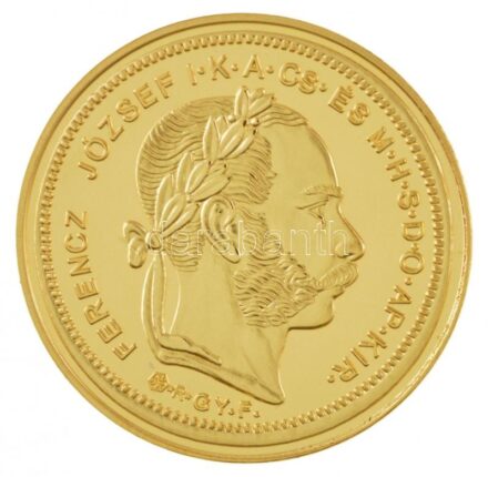 DN 'Magyar aranypénzek utánveretben - Ferenc József arany 8 forint' aranyozott Ag emlékérem kapszulában, tanúsítvánnyal (5,5g/0.333/25mm) T:PP