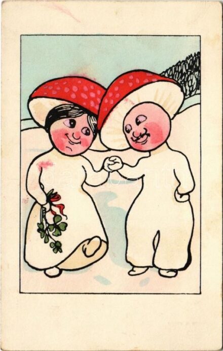 Mushroom love, romantic couple. B.K.W.I. (fl)