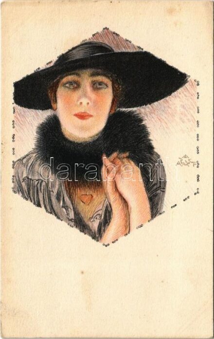 1918 Italian lady art postcard. Proprieta artistica riservata No. 215-5. artist signed + 'K.u.K. Schw.-Feld-Art.-Rgt. Nr. 48.' (fl)