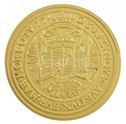 DN 'Történelmi aranypénzek - I. Lipót 10 Dukát 1703' aranyozott Cu-Ni utánveret 'COPY' beütéssel, kapszulában (26,13g/38mm) T:PP