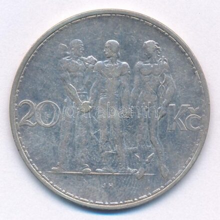 Csehszlovákia 1934. 20K Ag 'Ipar, mezőgazdaság, üzlet' T:2- patina Czechoslovakia 1934. 20 Korun Ag 'Industry, Agriculture, Business' C:VF patina Krause KM#17