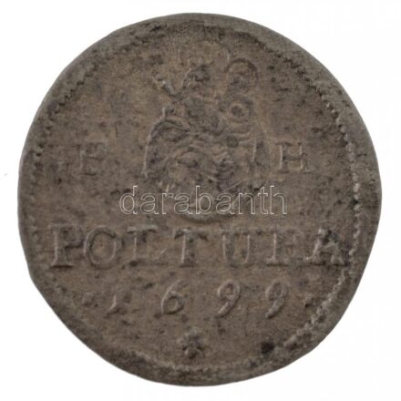 1699. Poltura Ag 'I. Lipót' (0,97g) T:1-,2 patina Hungary 1699. Poltura Ag 'Leopold I' (0,97g) C:AU,XF patina Huszár: 1483., Unger II.: 1094.a