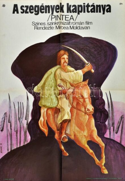 1978 Novák Henrik (1938- ): A szegények kapitánya, rendezte: Mircea Moldavan, filmplakát, Offset és Játékkártya Ny., 1840 pld., hajtva, apró szakadással, 81x56,5 cm