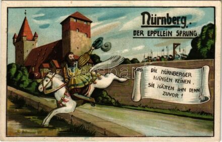 Nürnberg, Nuremberg; Der Eppelein Sprung / German folklore + 'Reichsparteitag der NSDAP in Nürnberg von 5. mit 10. Sept. 1934' So. Stpl. (EK)