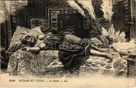 Scenes et Types. La Sieste / half-naked Arab woman (EK)