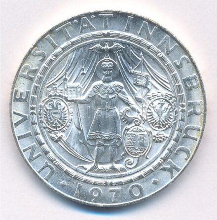 Ausztria 1970. 50Sch Ag '300 éves az Innsbrucki Egyetem' T:1- Austria 1970. 50 Schilling '300th Anniversary - Innsbruck University' C:AU Krause KM#2908