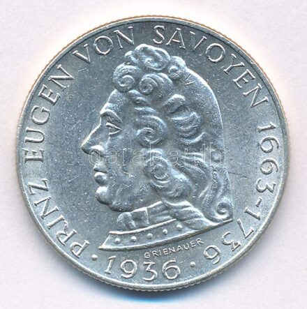 Ausztria 1936. 2Sch Ag 'Savoyai Jenő herceg' T:1- Austria 1936. 2 Schilling Ag 'Eugen von Savoyen' C:AU Krause KM#2858