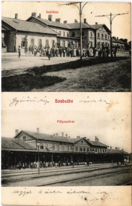 1908 Szabadka, Subotica; Indóház, vasútállomás, pályaudvar / railway station (EK)