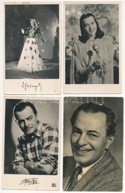 4 db főleg RÉGI magyar színész képeslap: Jávor Pál és Szeleczky Zita / 4 mostly pre-1945 Hungarian actor postcards