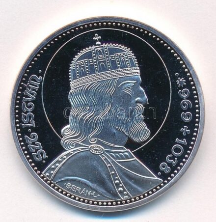 DN 'Magyarok Kincstára - Szent István 5 pengő, 1938' ezüstözött rézötvözet utánveret tanúsítvánnyal, kapszulában (36mm) T:PP patina, kis karc