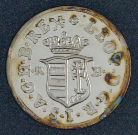 DN 'Magyarok Kincstára - I. Lipót duárius' palládiumozott rézötvözet utánveret tanúsítvánnyal, kapszulában (13mm) T:PP patina