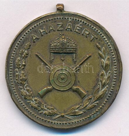 ~1930. 'A Hazáért' Br lövész díjérem mellszalag nélkül (35mm) T:2- patina, ph