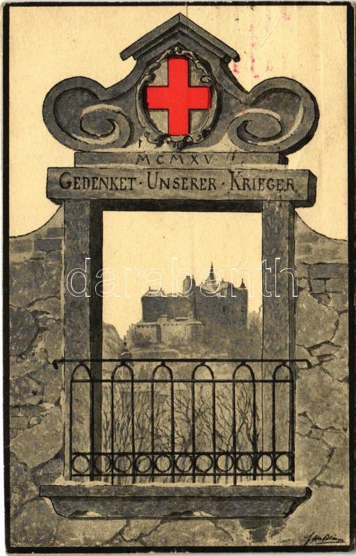 1916 Gedenket unserer Krieger. Der Reinertrag dieser Karte ist für die Beschaffung von Liebesgaben für die Spitäler und unsere Truppen im Felde bestimmt / WWI Austro-Hungarian K.u.K. military art postcard, support fund (EK)