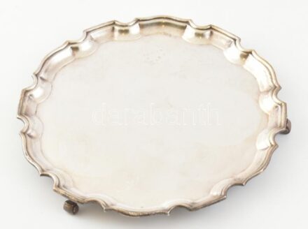 Shefiield art deco tálca, jelzett, apró kopásokkal. d: 25 cm