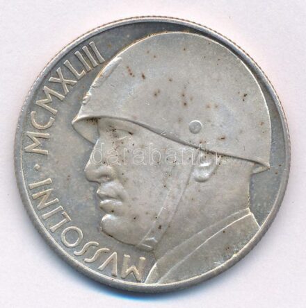 Olaszország 1943. 20L 'Mussolini' fantáziaveret T:2 patina (eredetileg PP) Italy 1943. 20 Lire 'Mussolini' fantasy coin C:XF patina (originally PP)