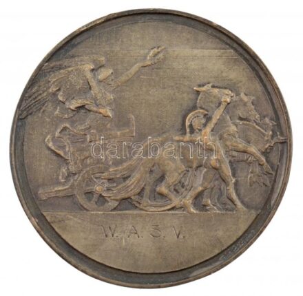 Ausztria 1930. 'WASV (Wiener Amateur Sportverein - A mai Austria Wien elődje?) / 1930. H.E. IV.' ezüstözött Br díjérem (70mm) T:2 patina, ph. Ausztia 1930. 'WASV (Wiener Amateur Sportverein?) / 1930. H.E. IV.' silvered Br medallion (70mm)