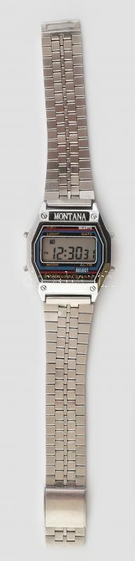 Montana digitális férfi karóra, fém szíjjal, működik, d: 35mm