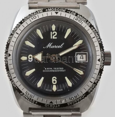 Marcel mechanikus férfi karóra, fém szíjjal, működik, d: 38mm