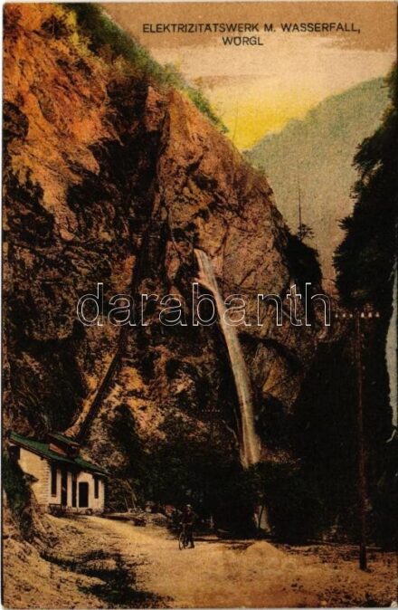 1923 Wörgl (Tirol), Elektrizitätswerk m. Wasserfall / electric power plant, power station with waterfall (EK)