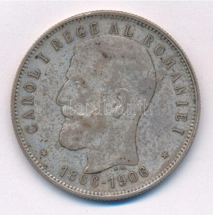 Románia 1906. 5L Ag 'I. Károly' T:2- patina Romania 1906. 5 Lei Ag 'Carol I' C:VF patina Krause KM#35