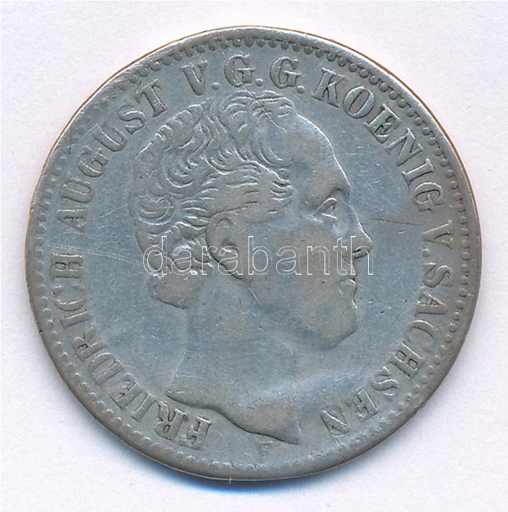 Német Államok / Szászország-Albertine 1854F 1/3T Ag 'II. Frigyes Ágos' T:3 German States / Saxony-Albertine 1854F 1/3 Thaler Ag 'Frederick Augustus II' C:F Krause KM# 1177