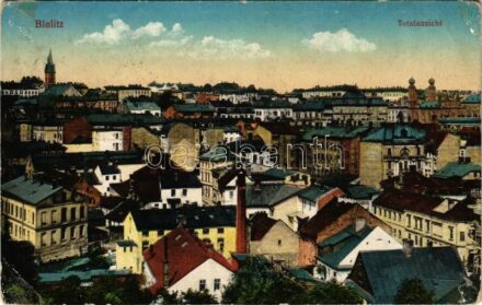 1915 Bielsko-Biala, Bielitz; Totalansicht / general view with synagogue (Rb)