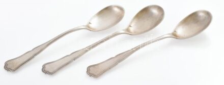 3 db ezüst (Ag) fagylaltos kanál dianás jelzéssel, h: 15 cm, össz. nettó: 105 g