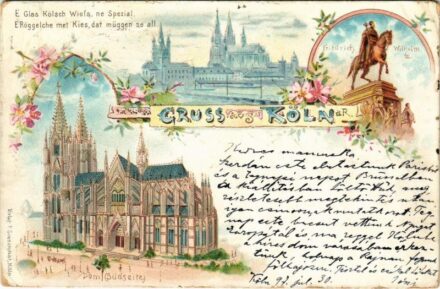 1897 (Vorläufer!) Köln, Cologne; Dom (Südseite), Friedrich Wilhelm III. / cathedral, monument. Art Nouveau, floral, litho (Rb)