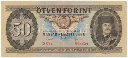 1951. 50Ft 'D 098 082854' T:III szép papír Adamo F18