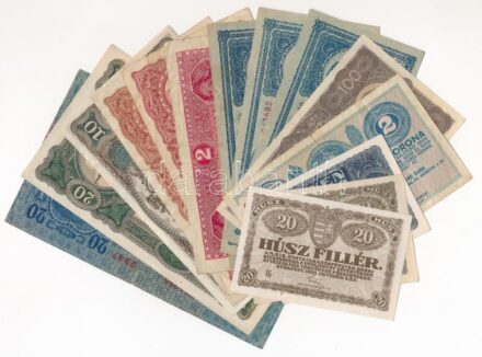 1913. 20K fekete 'ROMANIA TIMBRU SPECIAL' felülbélyegzéssel + 1914. 2K + 1917. 2K + 1920. 20f (2x) + 50f + 1K (3x) + 2K (2x) + 10K + 20K + 100K T:II-III