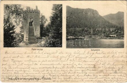 1905 Tusnádfürdő, Baile Tusnad; Apor bástya, Sólyomkő. Dragomán S. I. kiadása / Turnul (Bastionul) Apor, Piatra Soimilor / bastion, lookout tower, mountain (EK)