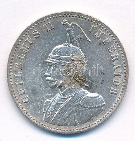 Német Kelet-Afrika 1891. 1/2R Ag 'II. Vilmos' T:2 anyaghiba German East Africa 1891. 1/2 Rupee Ag 'Wilhelm II' C:XF metal error Krause KM# 4