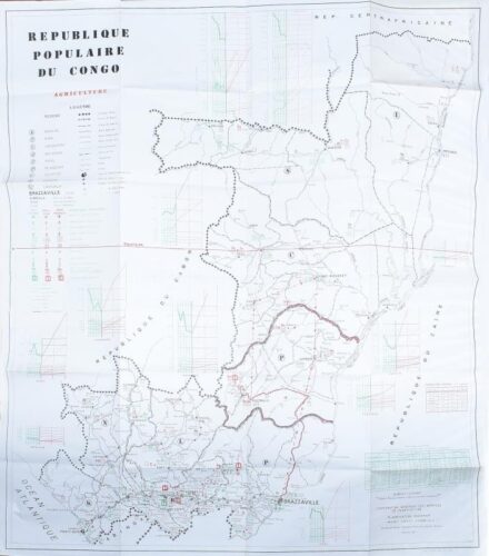 1972 Republique Populaire du Congo, Agriculture / Kongó mezőgazdasági térképe, 1 : 1.000.000, hajtva, 105x93 cm