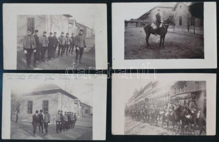 cca 1910-1918 I. világháborús cs. és kir. huszár alakulat, 14 db fotólap, Magyar Imre budapesti fényképész felvételei, közte feliratozottak, 14x9 cm