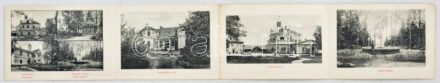 Stubnyafürdő, Túróchévíz, Stubnianske Teplice, Turcianske Teplice; Zöld tükör, Stefánia forrás, Jeszenszky villa, Fürdő udvar, park. részes kihajtható leporello (nem képeslap hátoldalú) / spa. 4-tiled non PC leporello