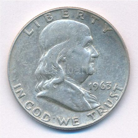 Amerikai Egyesült Államok 1963D 1/2$ Ag 'Franklin' T:2- patina, kis karc USA 1963D 1/2 Dollar Ag 'Franklin' C:VF patina, small scratch Krause KM#199