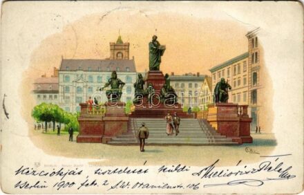 1900 Berlin, Neuer Markt, Luthersdenkmal. litho (EB)