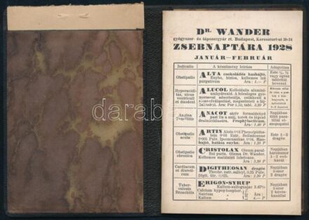 1928 Dr. Wander gyógyszer- és tápszergyár rt. zsebnaptára