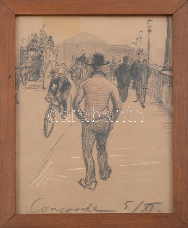 Jelzés nélkül: Concorde. Ceruza, papír, üvegezett keretben. 24X19 cm