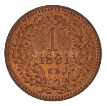 1891KB 1kr Cu 'Fiume-címer' T:1- patina Adamo M4.1