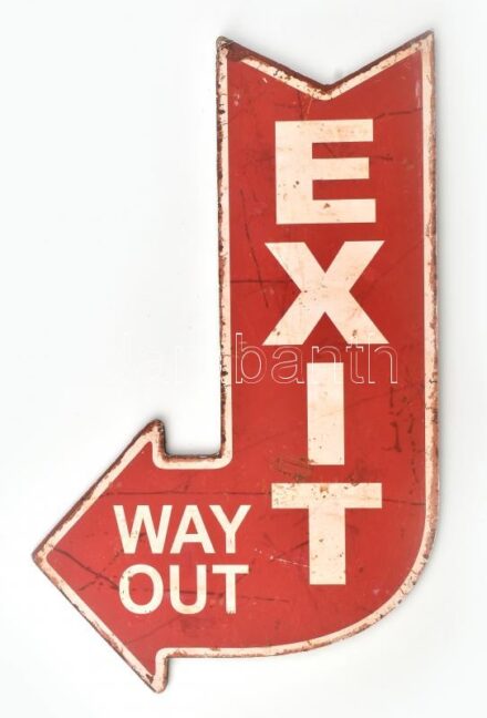 'Exit' jelzés, falra akasztható karton tábla, sarkán kis sérüléssel, 40x25 cm