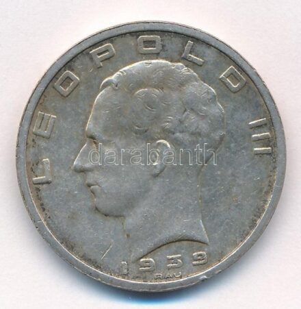 Belgium 1939. 50Fr Ag 'III. Lipót' T:2,2- Belgium 1939. 50 Francs Ag 'Leopold III' C:XF,VF Krause KM# 121