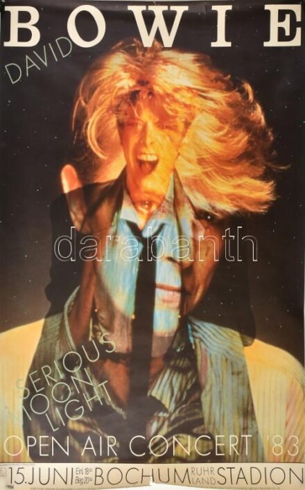 1983 David Bowie The Serious Moonlight Tour Oper Air Concert '83, koncert plakát, szakadt, a sarkain kis lyukakkal, 84x57 cm