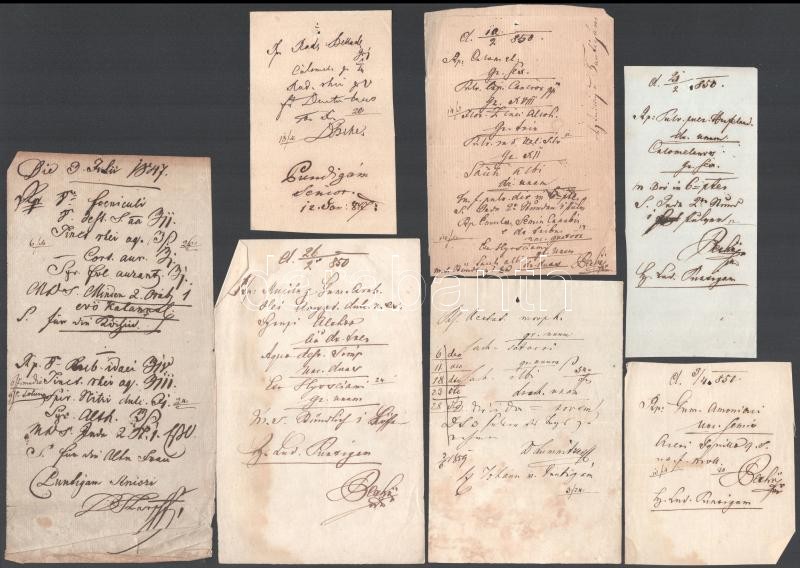 cca 1840-1850 Vegyes Gyógyszerészeti számlák és receptek - Image 2