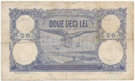 Románia 1929. 20L T:III,III- Romania 1929. 20 Lei C:F,VG